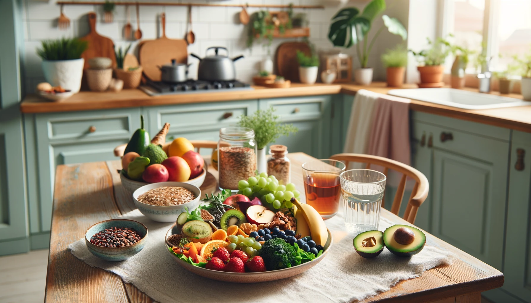 A cozy kitchen scene focused on a nutritious postpartum meal.
